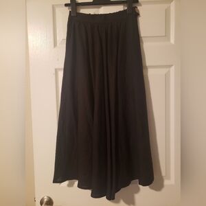 Brand New Cottagecore flowy Black Linen circle Skirt with pockets size S